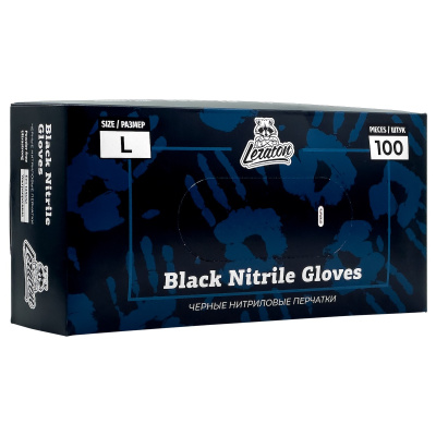 Перчатки нитриловые черные размер L - LERATON 100шт.