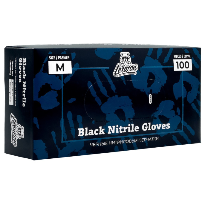 Перчатки нитриловые черные размер M - LERATON 100шт.