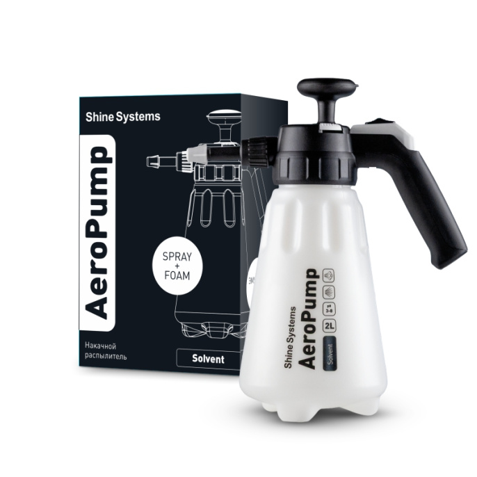Пенно-эмульсионный помповый распылитель для растворителей - Shine Systems AeroPump Solvent 2л.