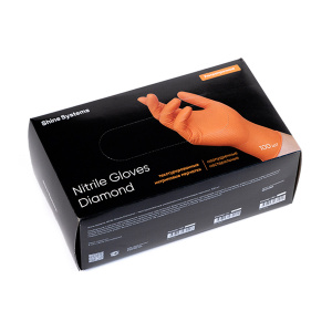 Текстурированные ультрапрочные нитриловые перчатки Shine Systems Nitrile Gloves Diamond, размер "L", цвет оранжевый 100 шт